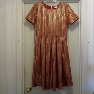 LULU ROE BURGANDY & GOLD LONG METALLIC FIBERS FEMME DRESS X LG